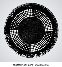 Grunge textured radial halftone dots in Circle Form . fireworks Explosion background . Vector Illustration . Sun
round Logo . Circular Design element . Abstract Geometric half tones . Sunburst 