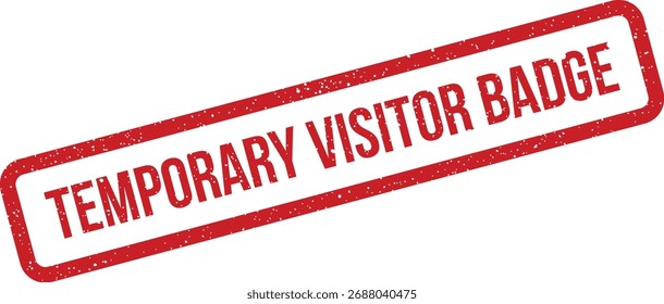 Um selo retangular texturizado grunge com as palavras "Emblema de Visitante Temporário". Ideal para identificação de convidados, acesso a instalações ou sistemas temporários de credenciais.