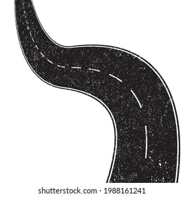 Grunge textured road in perspective. Retro design element .Distress vector texture .