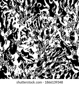 Grunge strukturierte nahtlose Muster mit schwarz-weißer Textur von Meereskorallen. Textile Vorlage für Innenstoffe, Kissen und Dekoration, Tapete, Packpapier, Plakat, Verpackung. 