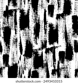 Grunge textured seamless pattern. Brush strokes design. Hand drawn black ink, paint smears surface print. Great for textile, fabric, wallpaper, wrapping, scrapbook and packaging	