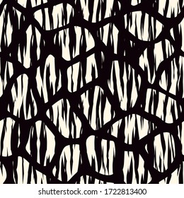 Grunge textured seamless pattern. Modern camouflage geometric surface print. Spotted organic texture. Handdrawn doodle contempopary motif. Tree bark abstract mosaic wallpaper. Vector background