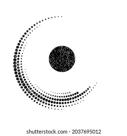 Grunge textured solar symbol . Vector illustration . Vintage sun logo . Minimal design element . Abstract geometric shape . Sunburst .