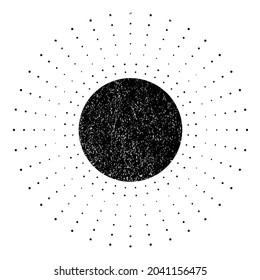 Grunge strukturiertes Solarsymbol . Vektorgrafik . Vintage Sonne Logo. Minimales Design-Element . Abstrakte geometrische Form. Sonnenbrand.