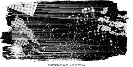 Grunge textured speed lines and halftone dots . Vector Illustration .Grunge textured banner . Design element . Abstract geometric shape . 