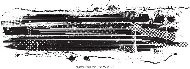 Grunge líneas de velocidad texturadas y puntos de semitono. Ilustración vectorial.Banner texturado grunge . Elemento de diseño. Forma geométrica abstracta . 