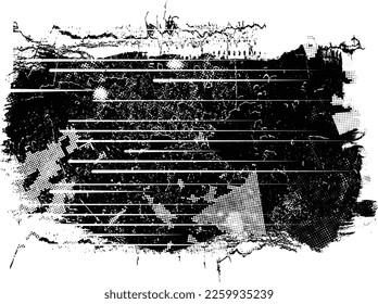 Grunge textured speed lines and halftone dots . Vector Illustration .Grunge textured banner . Design element . Abstract geometric shape . 