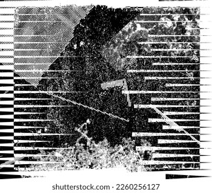 Grunge textured speed lines and halftone dots . Vector Illustration .Grunge textured banner . Design element . Abstract geometric shape 