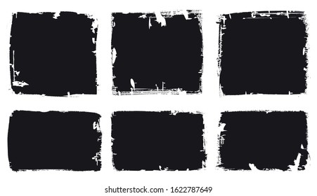 Grunge textured stamps.Distressed black frames.