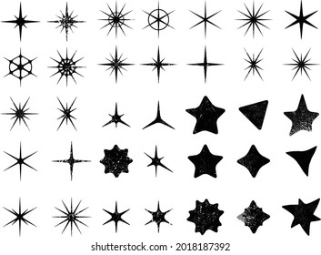 Grunge textured stars collection. vector illustration