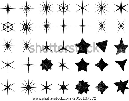 Grunge textured stars collection. vector illustration