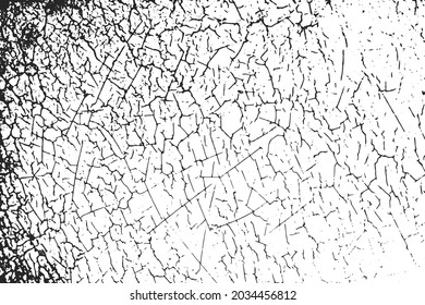 Grunge textures - abstract stock vector template, overlay with craquelure, cracks, scratches. Black and white colors.