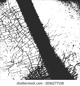 Grunge textures - abstract stock vector template, overlay with craquelure, cracks, scratches. Black and white colors.