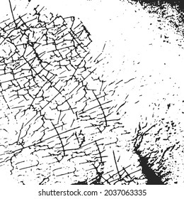 Texturas gruesas - plantilla vectorial de material abstracto, superpuesta con craquelura, grietas, arañazos. Colores en blanco y negro.