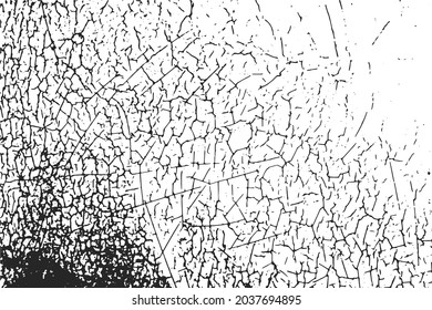 Grunge textures - abstract stock vector template, overlay with craquelure, cracks, scratches. Black and white colors.