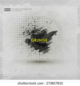 Grunge texturas. Afiche de fondo abstracto vectorial grunge para la fiesta. Huellas para camiseta. Textura abstracta de fondo de tierra. Pancarta de color negro con tira de inky con espacio para copiar. 