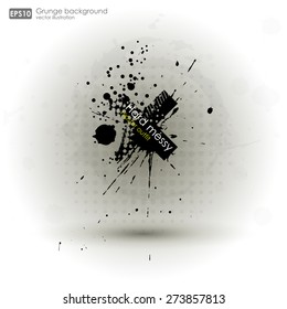 Grunge texturas. Afiche de fondo abstracto vectorial grunge para la fiesta. Huellas para camiseta. Textura abstracta de fondo de tierra. Pancarta de color negro con tira de inky con espacio para copiar. 