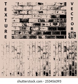 Grunge textures brick wall background set, Vector illustration