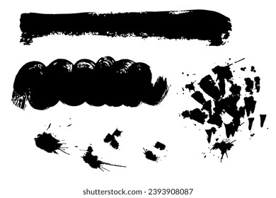 Grunge textures, brushstrokes with streaks,splashes,spots,dots,streaks.Abstract messy spots splatters of paint,watercolor overlay substrate design. Isolated.Vector illustration