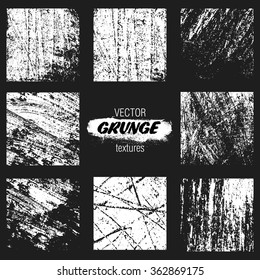 Grunge Textures for design or dirty style, vector collection on black background