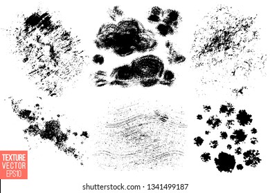 Grunge textures set. Backgrounds. Monochrome abstract grain surfaces for design.