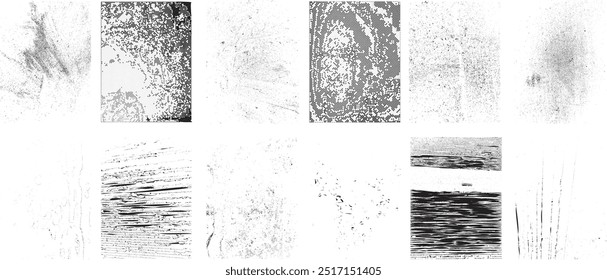Grunge textures set. Big collection of vector overlay, distress, textures .Simply Place texture over any Object to Create grunge,splattered ,dirty effect .Various distressed texture for your design. 