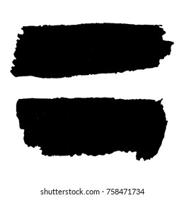 Grunge textures set. Black horizontal brush on white. Vector template. Urban Background. Dust Overlay Distress Grain. Hand drawn illustration. Abstract shape for your design or scrapbook. EPS.