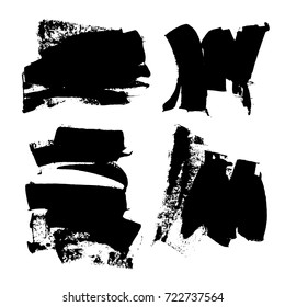 Grunge textures. Set of brush strokes isolated on white. Vector backgrounds for your design