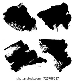 Grunge textures. Set of brush strokes isolated on white. Vector backgrounds for your design