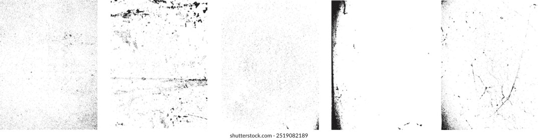 Grunge textures set. Collection of vector overlay, distress, textures .Simply Place texture over any Object to Create grunge,splattered ,dirty effect .Various distressed texture for your design. 