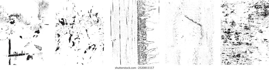 Grunge textures set. Collection of vector overlay, distress, textures .Simply Place texture over any Object to Create grunge,splattered ,dirty effect .Various distressed texture for your design. 