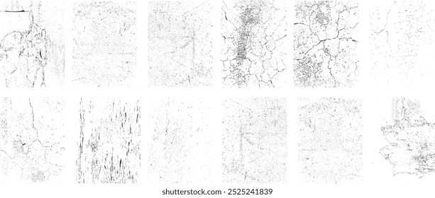 Grunge textures set. Collection of vector, distress, textures .Simply Place grungy textured overlay over any Object to Create grunge ,dirty effect .Various distressed texture for your design. 