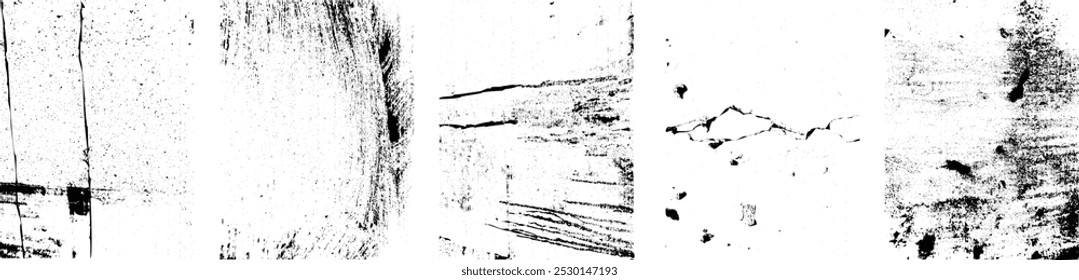 Conjunto de texturas Grunge. Coleção de vetor, aflição, texturas. Simplesmente coloque a sobreposição texturizada grungy sobre qualquer objeto para criar grunge, efeito sujo. 