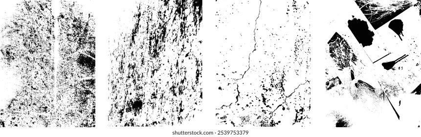 Grunge textures set. Collection of vector, distress, textures .Simply Place grungy textured overlay over any Object to Create grunge ,dirty effect .Various distressed texture for your design. 