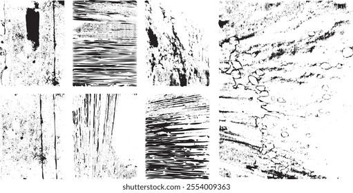 Grunge textures set. Collection of vector, distress, textures .Simply Place grungy textured overlay over any Object to Create grunge ,dirty effect .Various distressed texture for your design.
