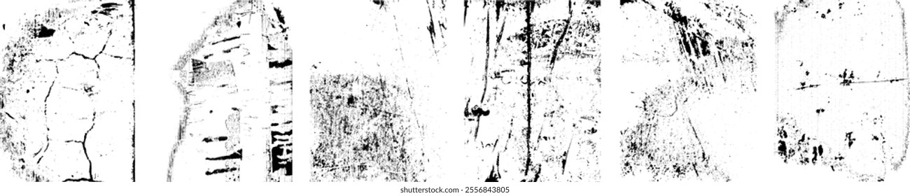 Grunge textures set. Collection of vector, distress, textures .Simply Place grungy textured overlay over any Object to Create grunge ,dirty effect .Various distressed texture for your design.
