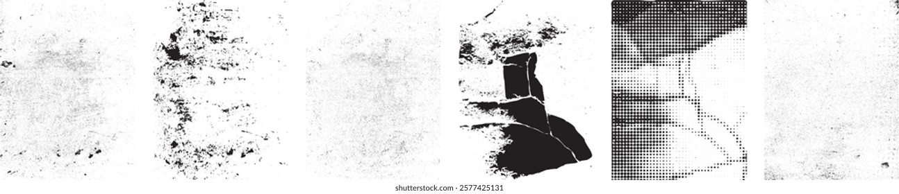 Grunge textures set. Collection of vector, distress, textures .Simply Place grungy textured overlay over any Object to Create grunge ,dirty effect .Various distressed texture for your design. 