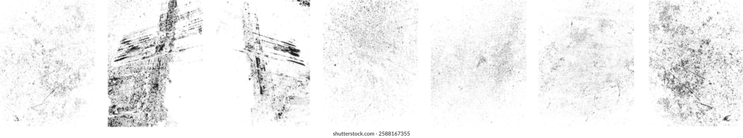 Grunge textures set. Collection of vector, distress, textures .Simply Place grungy textured overlay over any Object to Create grunge ,dirty effect .Various distressed texture for your design.

