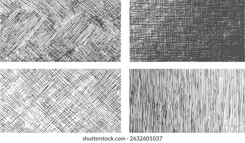 Grunge textures set. Collection of vector, distress, textures, Line crosshatch patterns, cross hatch texture vector seamless backgrounds of vintage hand drawn 