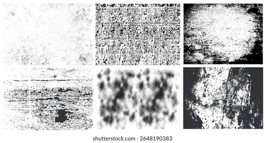 Grunge textures set. Collection of vector overlay, distress, textures .Simply Place texture over any Object to Create grunge,splattered ,dirty effect .Various distressed backgrounds for your design. 