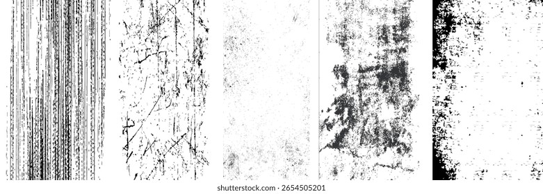 Grunge textures set. Collection of vector overlay, distress, textures .Simply Place texture over any Object to Create grunge,splattered ,dirty effect .
