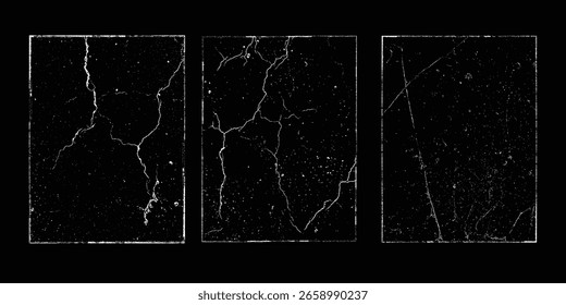 Grunge textures set. Collection of vector overlay, distress, textures .Simply Place texture over any Object to Create grunge,splattered ,dirty effect .
