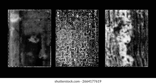 Grunge textures set. Collection of vector overlay, distress, textures .Simply Place texture over any Object to Create grunge,splattered ,dirty effect .
