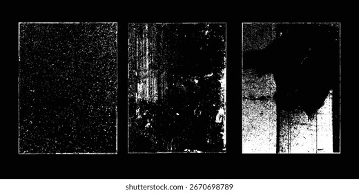 Grunge textures set. Collection of vector overlay, distress, textures .Simply Place texture over any Object to Create grunge,splattered ,dirty effect .
