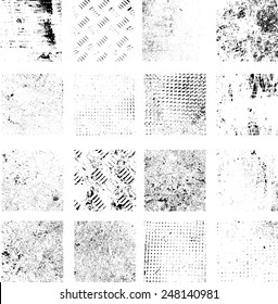 Grunge textures set. Distressed background. Vector illustration. 
