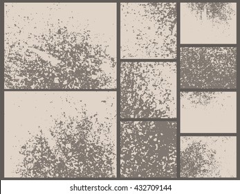Grunge textures set. Rust metal texture. Vector backgrounds. Collection of 9 grunge abstract surfaces.