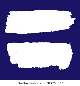 Grunge textures set. White horizontal brush on dark blue. Vector template. Urban Background. Dust Overlay Distress Grain. Hand drawn illustration. Abstract shape for your design or scrapbook. EPS.