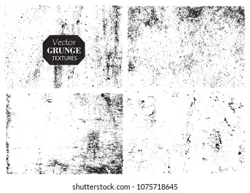 Grunge Textures Set.Collection of distressed overlay textures.Vector.
