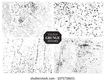 Grunge Textures Set.Collection of distressed overlay textures.Vector.