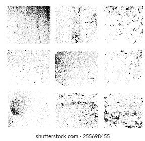 Grunge textures set.Distress textures.Abstract vector template.